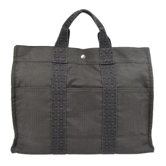 Hermes Gray Canvas Herline Tote MM Bag - Picture 1 of 7